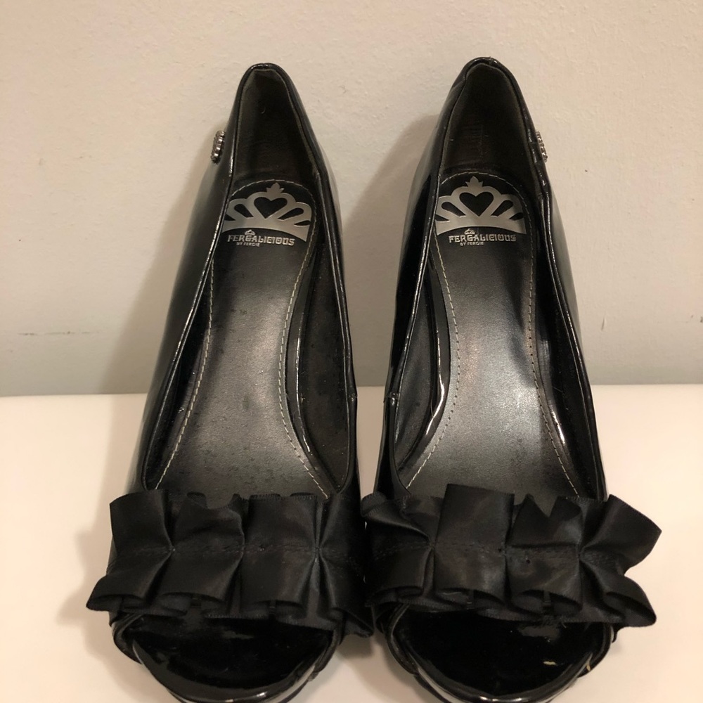 Black peep toe high heels